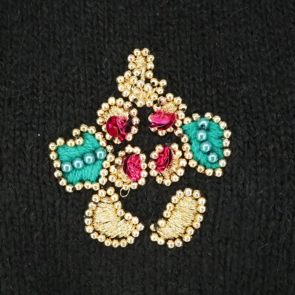 Marnie West Sweater Womens Small Silk Blend Beads Sequins Pullover Ugly Vintage